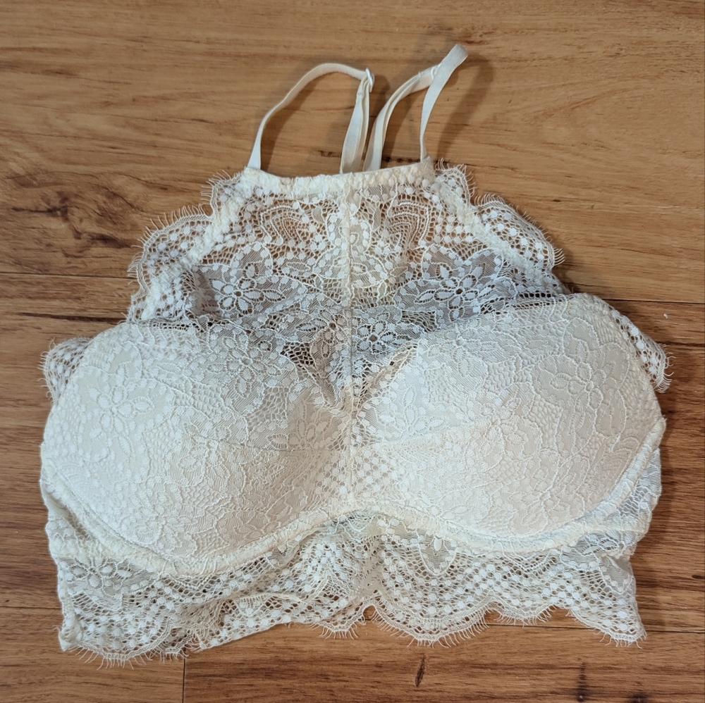 PINK white high-neck bralette top